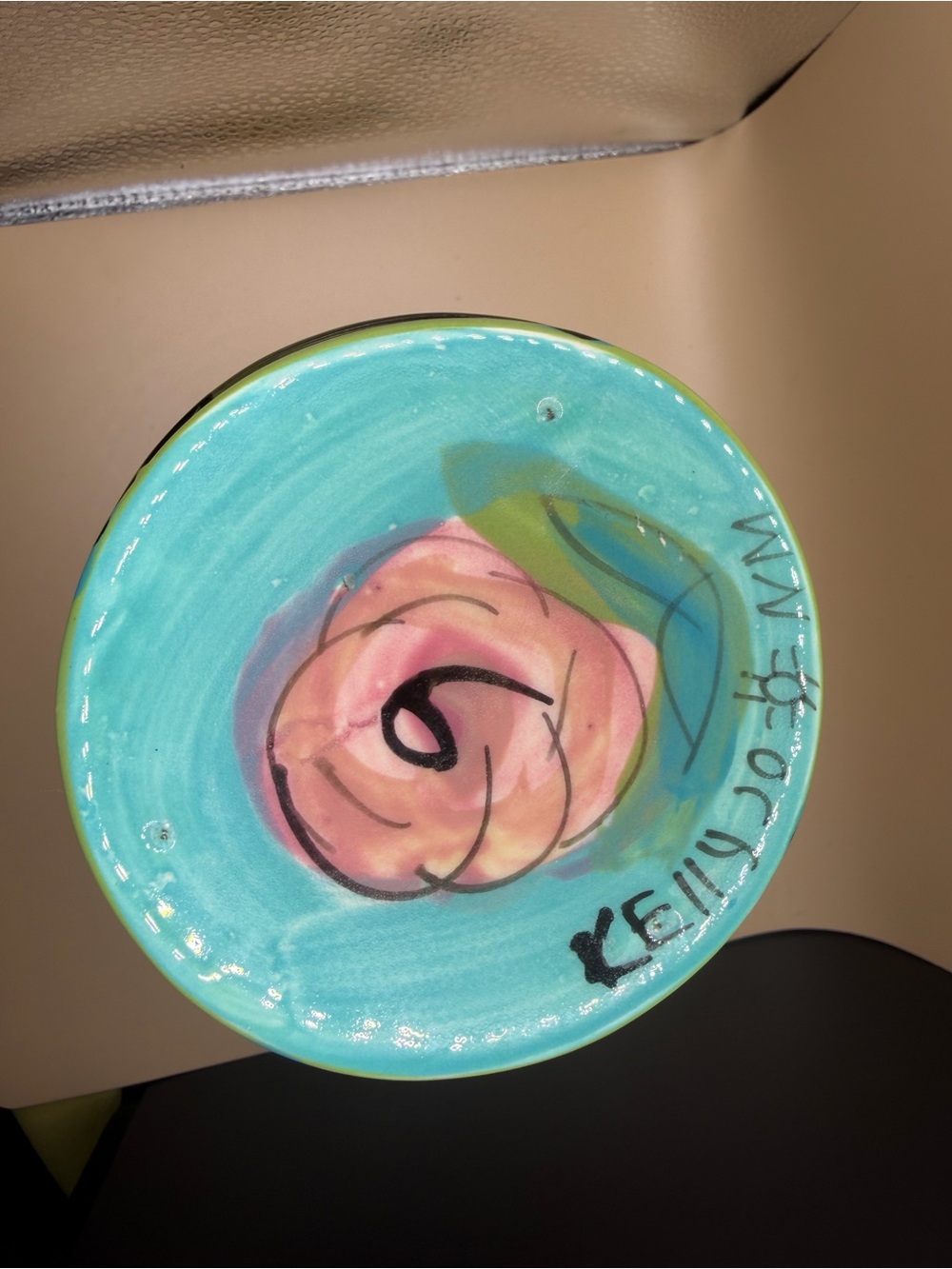 Kelly Jo Designs Hand-Painted Floral Vase — Signed, New Mexico Art Pottery - Picture 2 of 4
